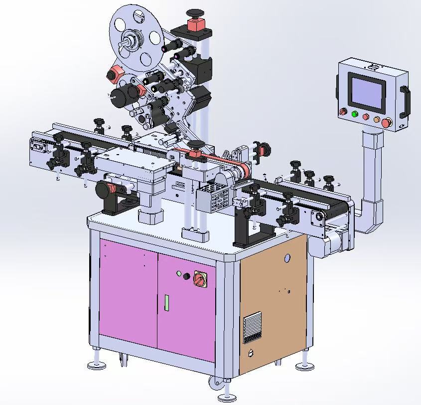 Box labeling machine used in pharmaceutical setting